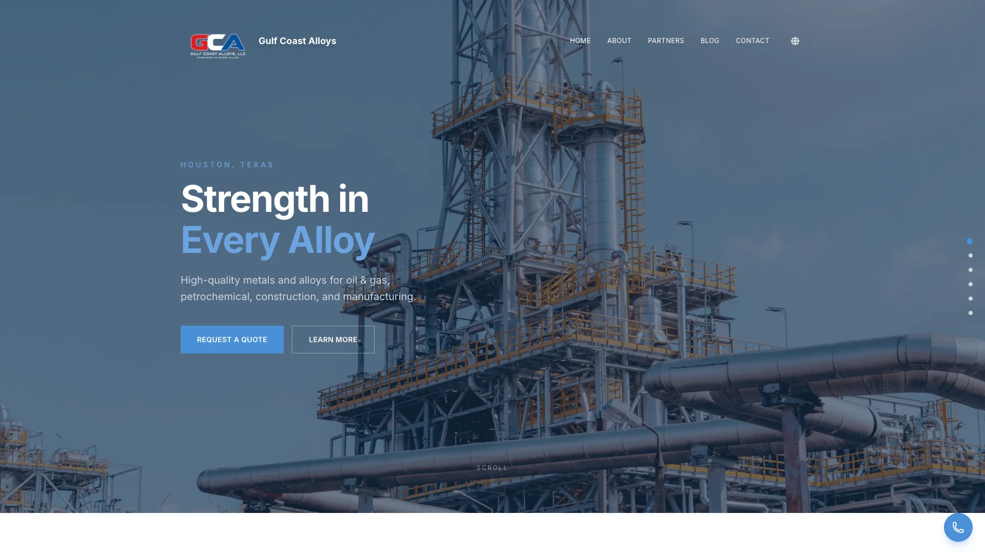 Gulf Coast Alloys website designed by Smart Scale — Manufacturing / Industrial