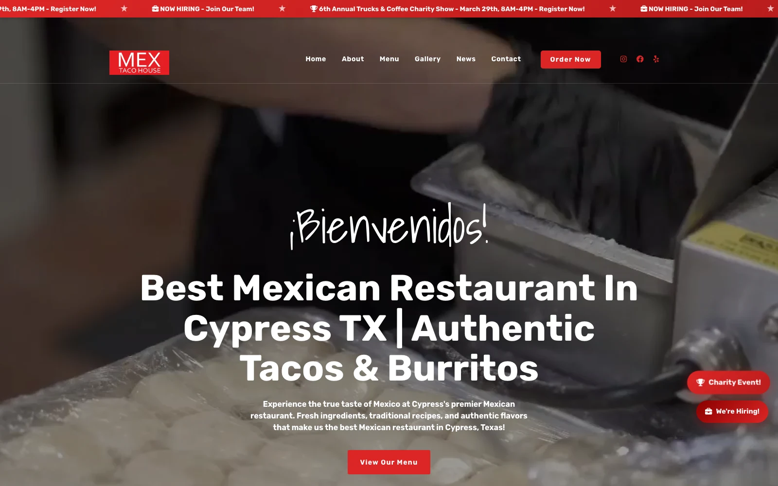 Mex Taco House restaurant website, built by Smart Scale in Houston